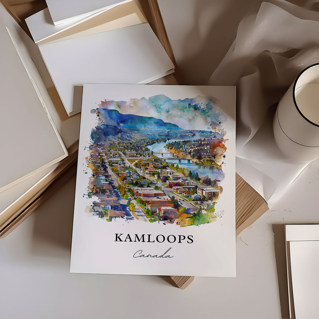 Kamloops BC Wall Art, Kamloops Print, Kamloops Watercolor, Kamloops Canada Gift,