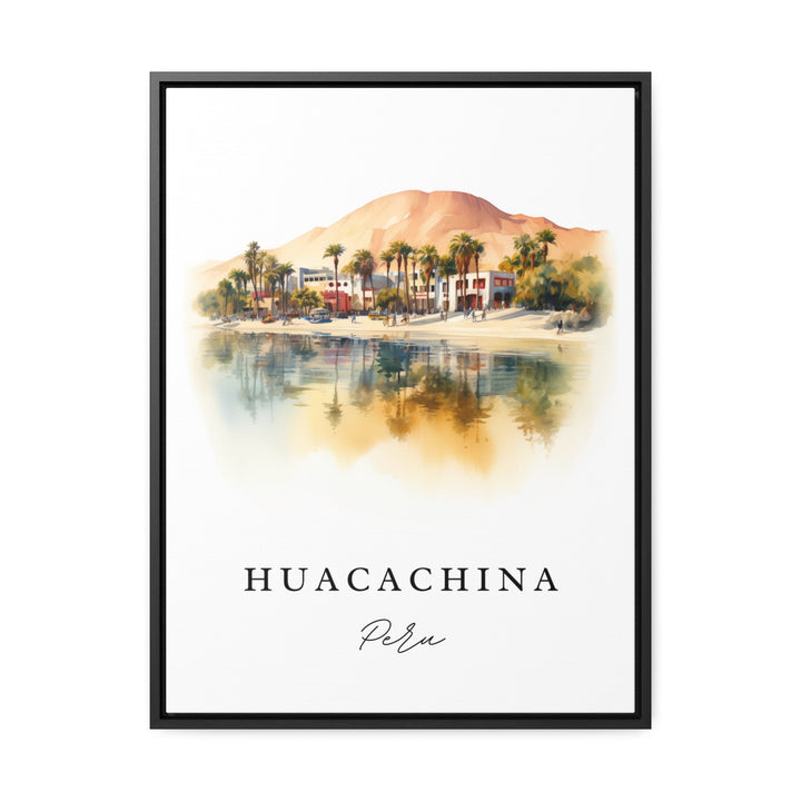 Huacachina traditional travel art - Peru, Huacachina poster print, Wedding gift, Birthday present, Custom Text, Perfect Gift