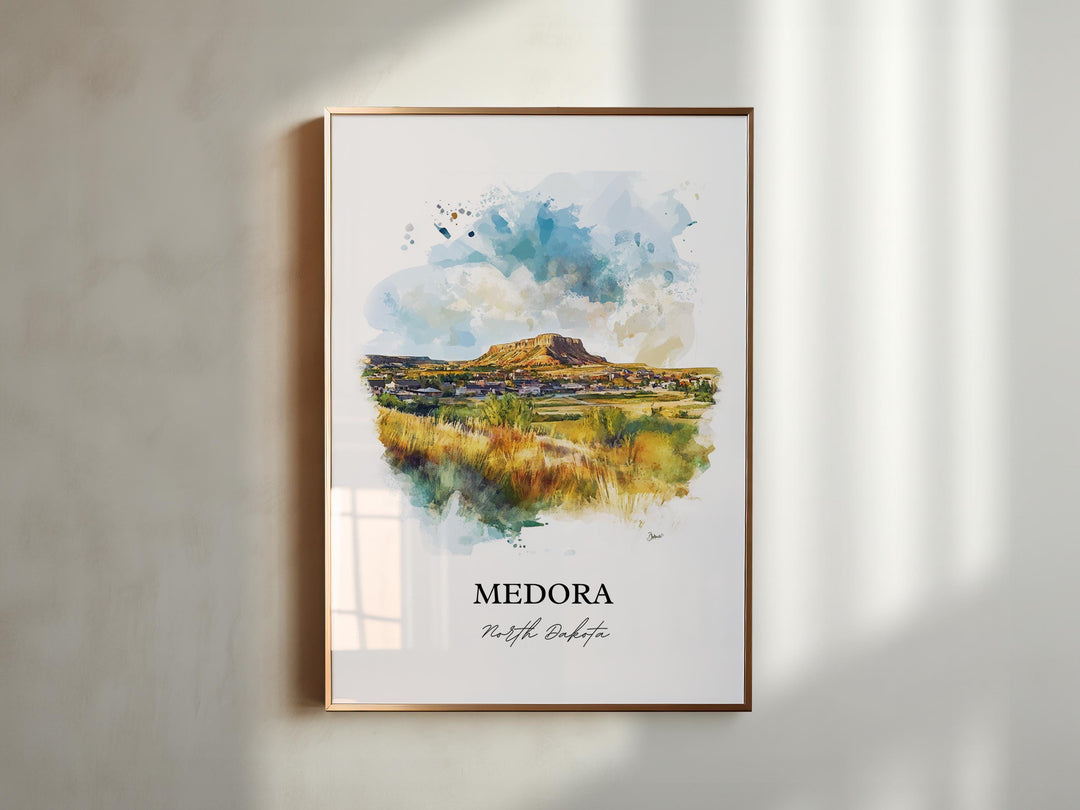 Medora, North Dakota, USA – Watercolor Art Print