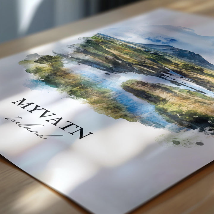 Myvatn Wall Art, Mývatn Baths Print, Iceland Watercolor Art, Myvatn Gift, Travel Print, Travel Poster, Housewarming Gift