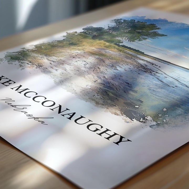 Lake McConaughy Wall Art, Keith County Print, Nebraska Watercolor Art, McConaughy Lake Gift, Travel Print, Travel Poster, Housewarming Gift