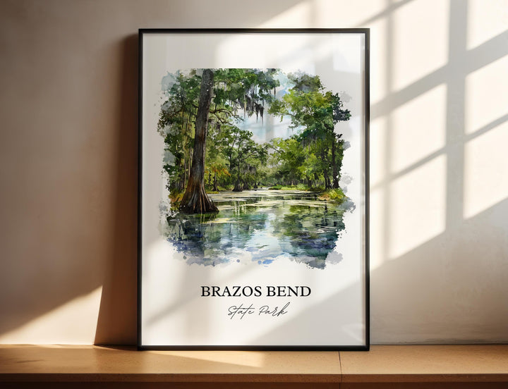 Brazos Bend State Park Art, Fort Bend County TX Print, Texas Artwork, Brazos Bend Gift, Travel Print, Travel Poster, Housewarming Gift