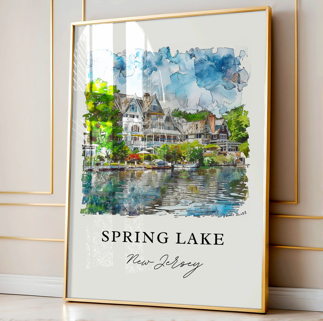 Spring Lake NJ Wall Art, Spring Lake Print, Jersey Shore Watercolor Art, Spring Lake NJ Gift,