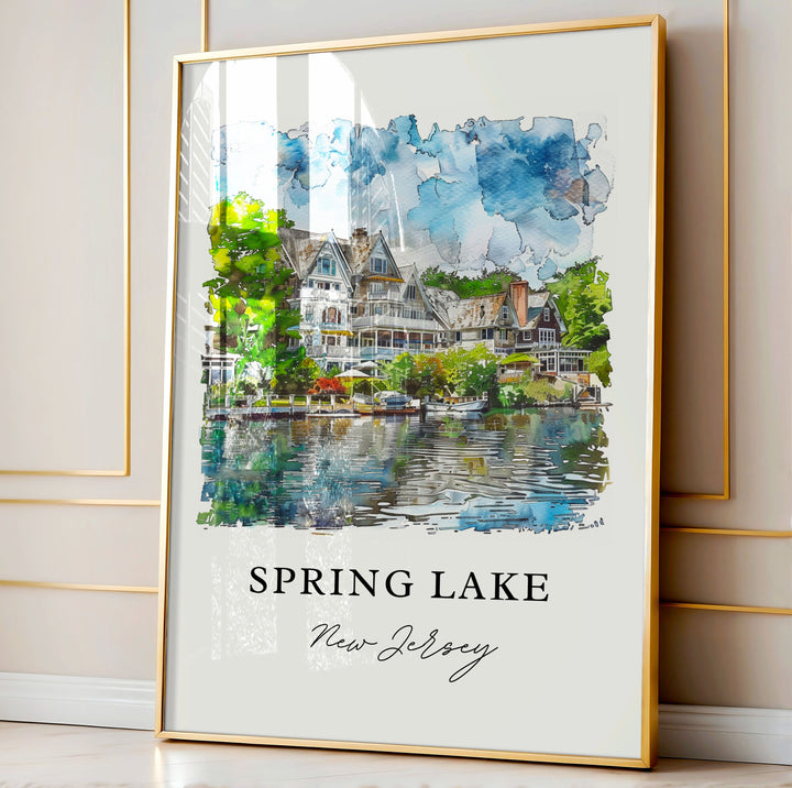 Spring Lake NJ Wall Art, Spring Lake Print, Jersey Shore Watercolor Art, Spring Lake NJ Gift,