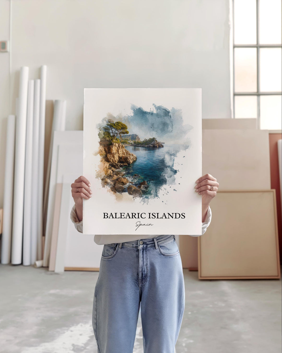 Balearic Islands Wall Art, Balearic Islands Print, Spain Watercolor Art, Spain Gift, Balearic Travel Print, Travel Poster, Housewarming Gift