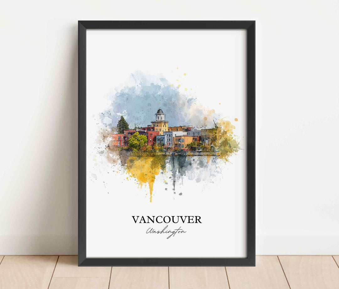 Vancouver, Washington Wall Art, Vancouver Print, Washington Watercolor Art, Clark County WA Gift, Travel Print, Travel Poster, Housewarming Gift