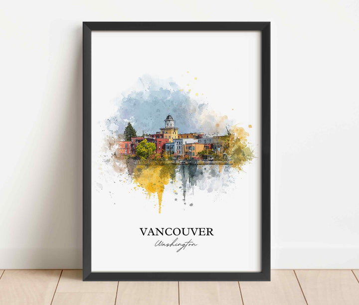 Vancouver, Washington Wall Art, Vancouver Print, Washington Watercolor Art, Clark County WA Gift, Travel Print, Travel Poster, Housewarming Gift