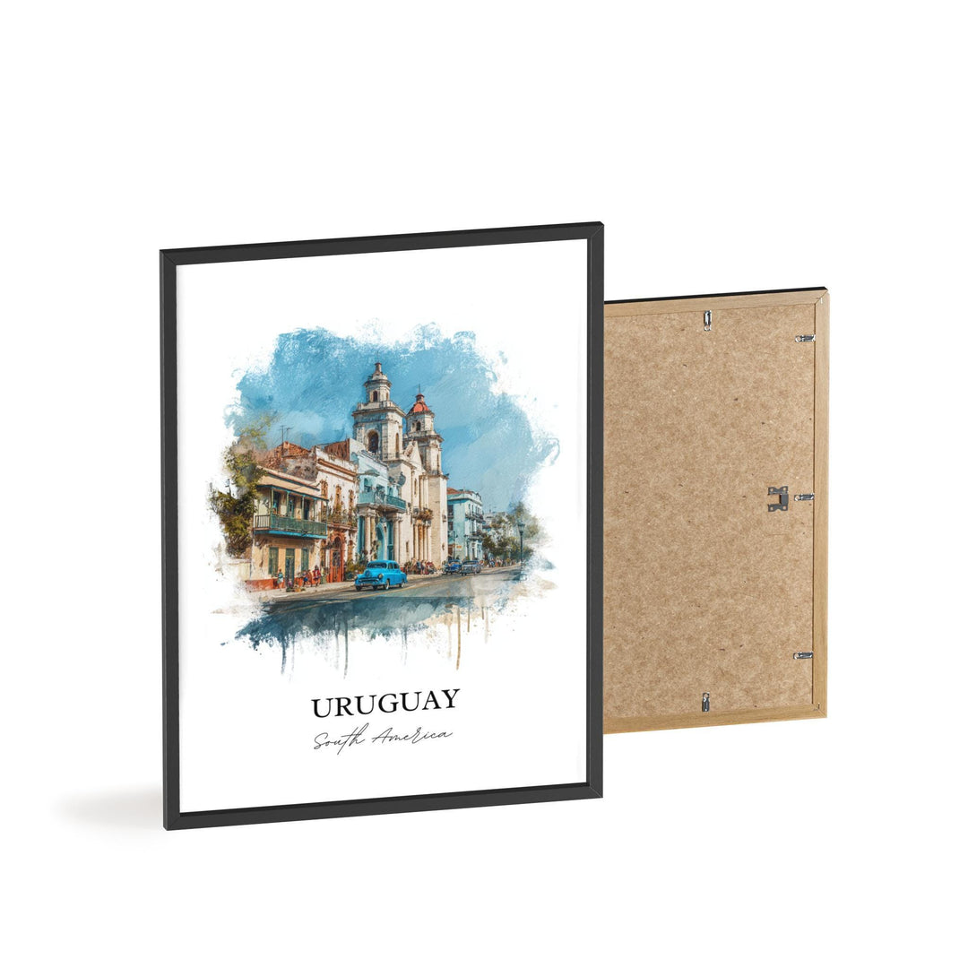 Uruguay Wall Art, Uruguay Print, Uruguay Watercolor Art, Uruguay Gift, South America Travel Print, Travel Poster, Housewarming Gift