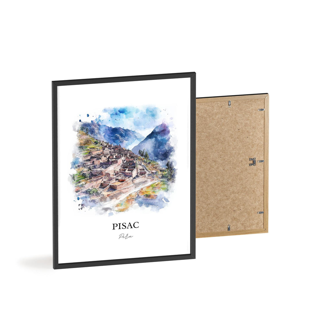 Pisac Peru Wall Art, Sacred Valley Region Peru Print, Peru Watercolor Art, Pisac Peru Gift, Travel Print, Travel Poster, Housewarming Gift