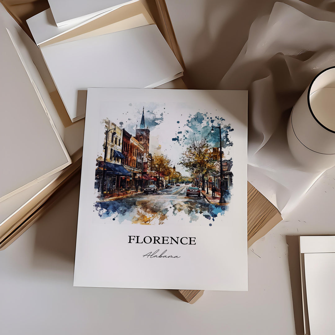 Florence, Alabama Watercolor Art Print