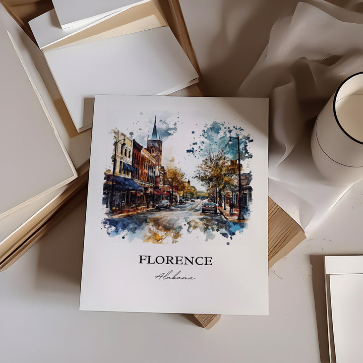 Florence, Alabama Watercolor Art Print