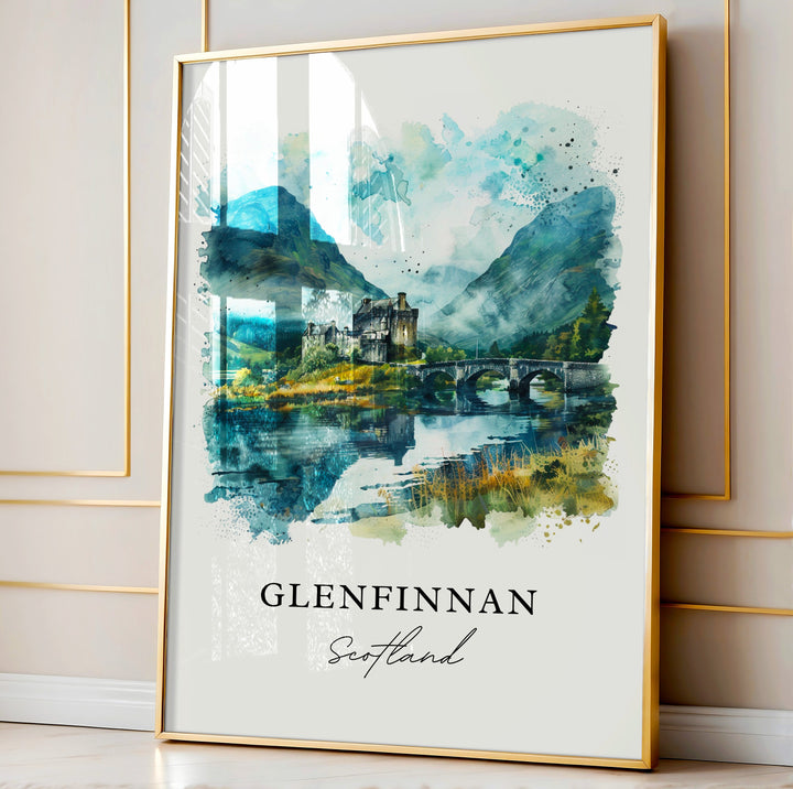 Glenfinnan Wall Art, Glenfinnan Print, Scotland Watercolor, Scotland Gift,