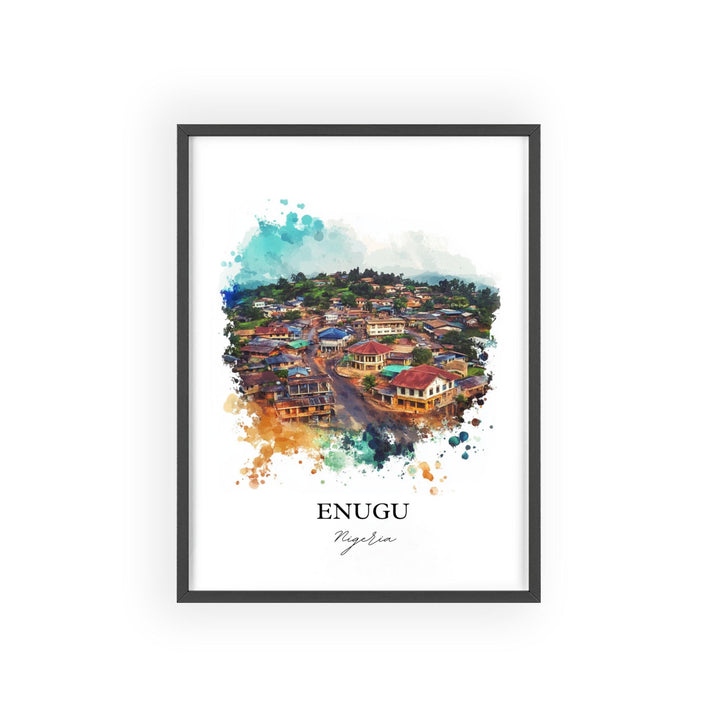 Enugu Nigeria Wall Art, Nigeria Print, Nigeria Watercolor Art, Enugu Nigeria Gift, Travel Print, Travel Poster, Housewarming Gift