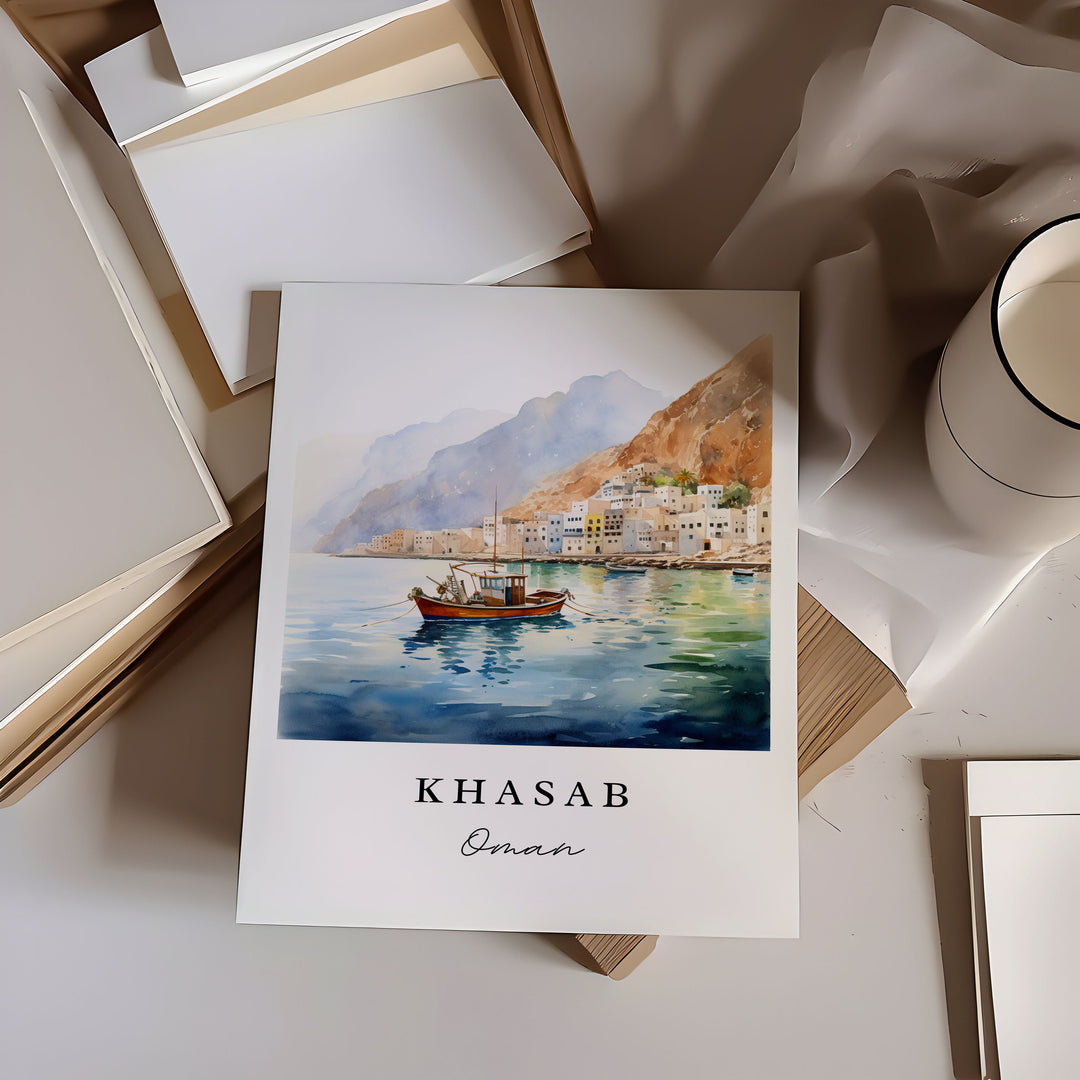 Khasab Oman wall art - Oman, Khasab poster print, Khasab Wedding gift, Khasab Oman Birthday present, Custom Text, Perfect Gift