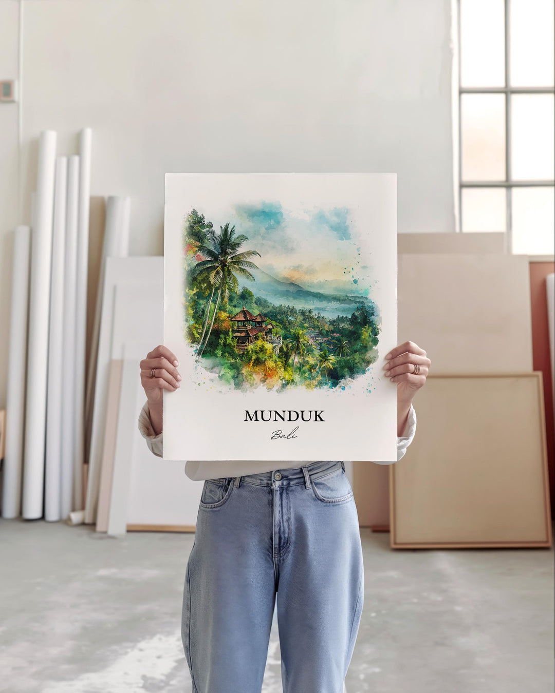 Munduk Bali Wall Art, Bali Print, Bali Watercolor Art, Munduk Gift, Travel Print, Travel Poster, Housewarming Gift