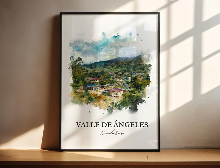 Valle de Ángeles Wall Art, Honduras Print, Honduras Watercolor Art, Valle de Ángeles Gift, Travel Print, Travel Poster, Housewarming Gift