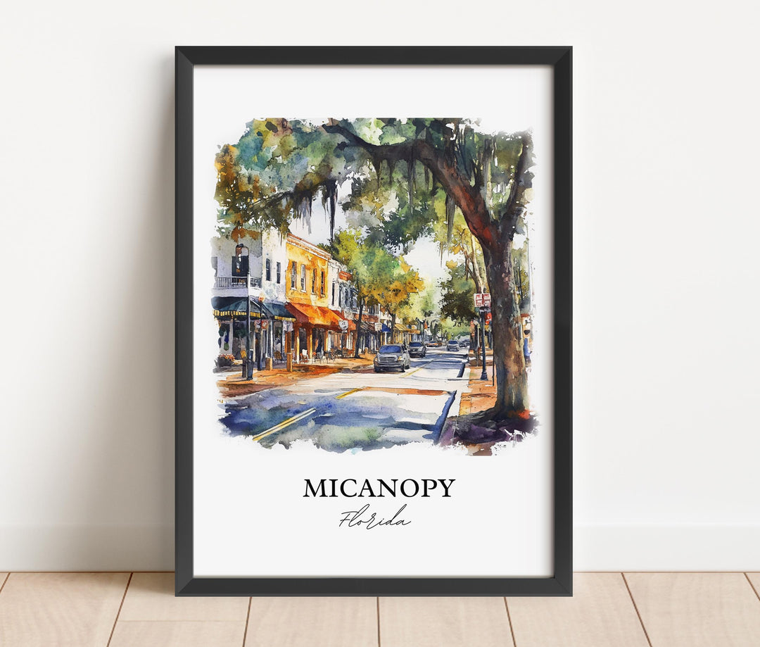 Micanopy FL Wall Art, Micanopy Print, Gainesville FL Watercolor Art, Alachua County FL Gift, Travel Print, Travel Poster, Housewarming Gift