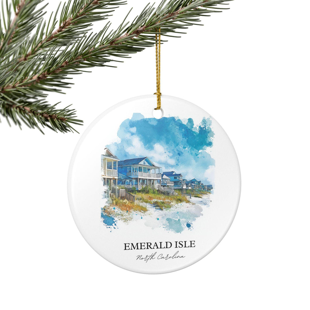Emerald Isle Ornament: Unique Emerald Isle Souvenir, Basel Emerald Isle NC Decor, and Authentic Emerald Isle Gift