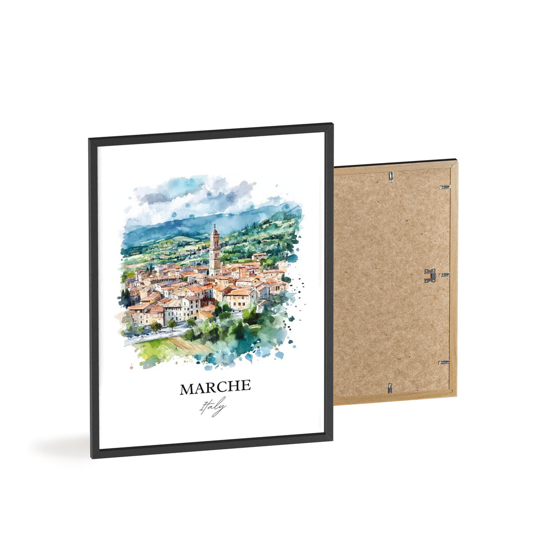Marche Italy Wall Art, Le Marche Italia Print, Italy Watercolor Art, Marche Italy Gift, Travel Print, Travel Poster, Housewarming Gift