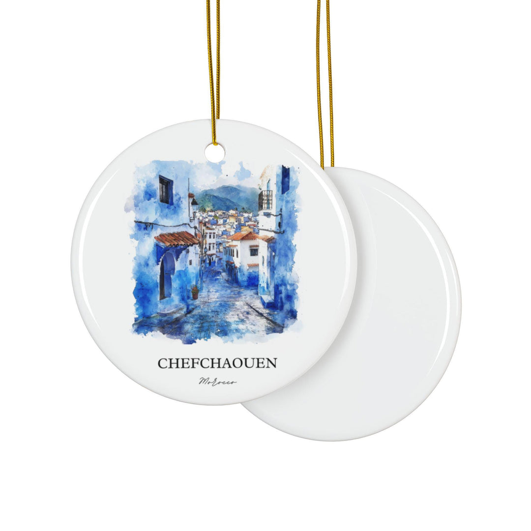Chefchaouen Morocco Ornament: Unique Chefchaouen Souvenir, The Blue City Xmas Decor, and Authentic Morocco Gift