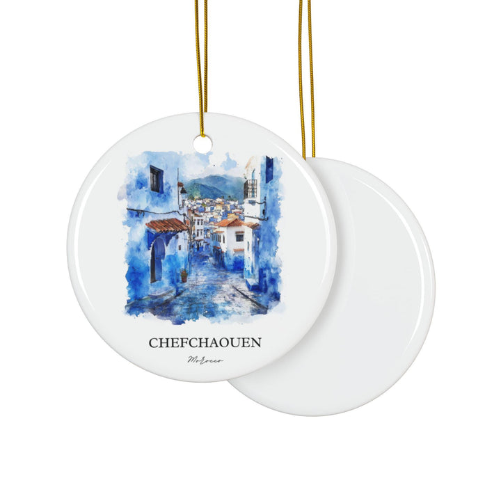 Chefchaouen Morocco Ornament: Unique Chefchaouen Souvenir, The Blue City Xmas Decor, and Authentic Morocco Gift