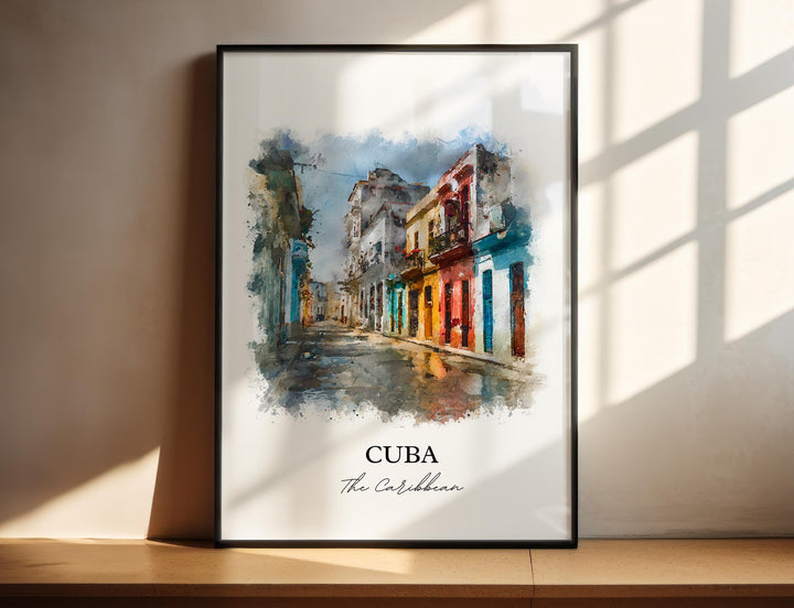 Cuba Wall Art, Cuba Print, Cuba Watercolor Art, Cuba Country Gift, Travel Print, Travel Poster, Housewarming Gift