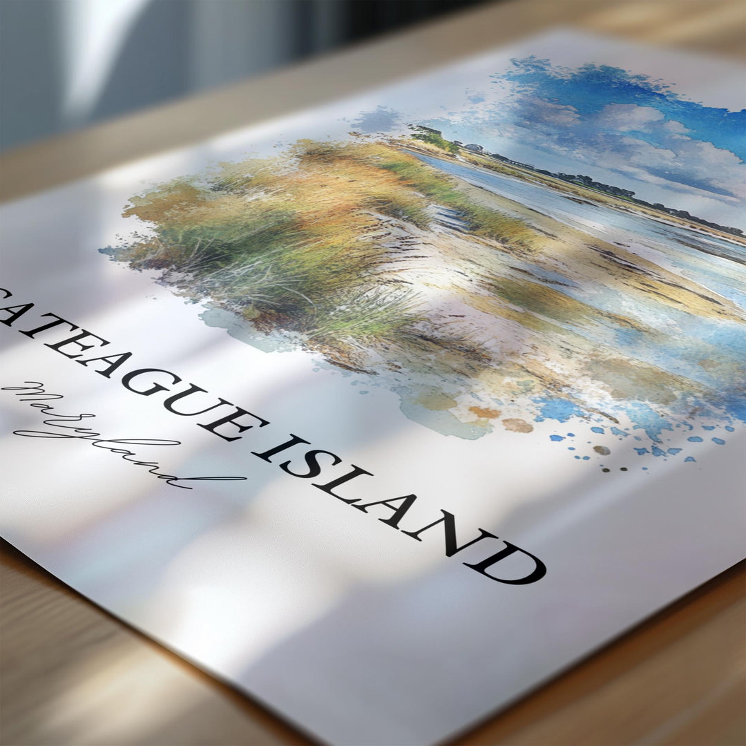 Assateague Island Wall Art, Delmarva Print, Maryland Watercolor Art, Assateague Island Gift, Travel Print, Travel Poster, Housewarming Gift