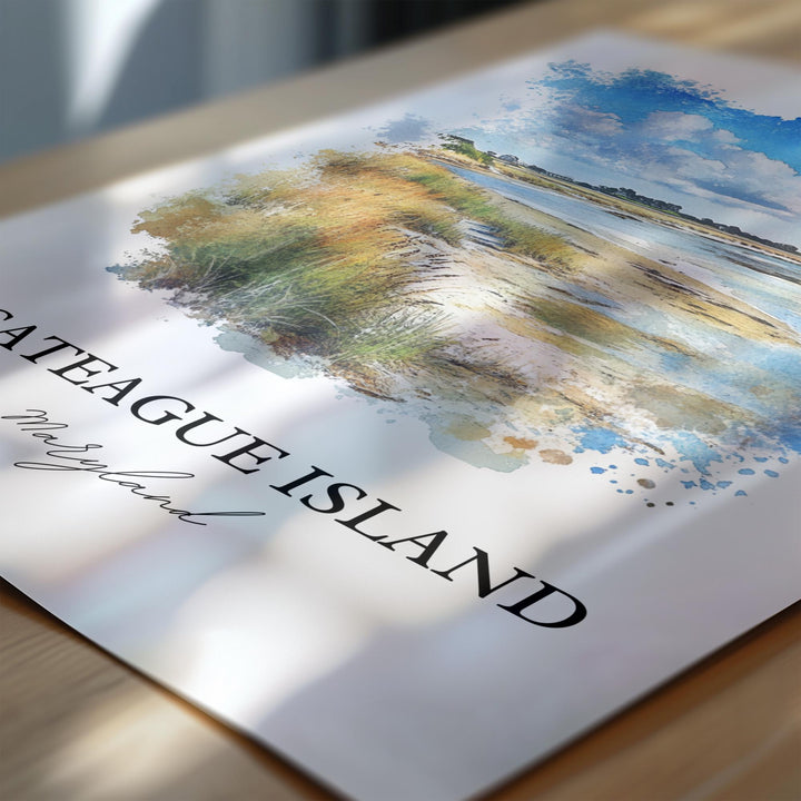 Assateague Island Wall Art, Delmarva Print, Maryland Watercolor Art, Assateague Island Gift, Travel Print, Travel Poster, Housewarming Gift