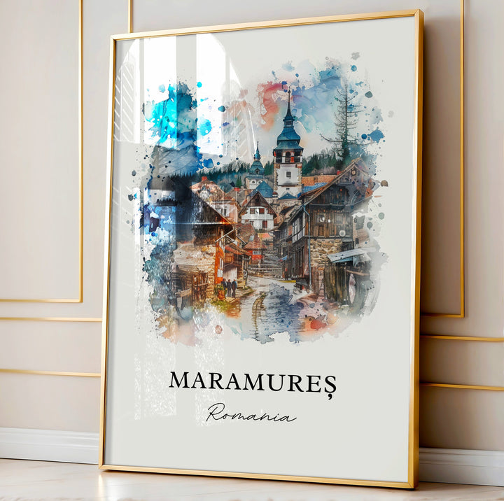 Maramures Wall Art, Maramures Print, Maramures Romania Watercolor, Romania Gift,