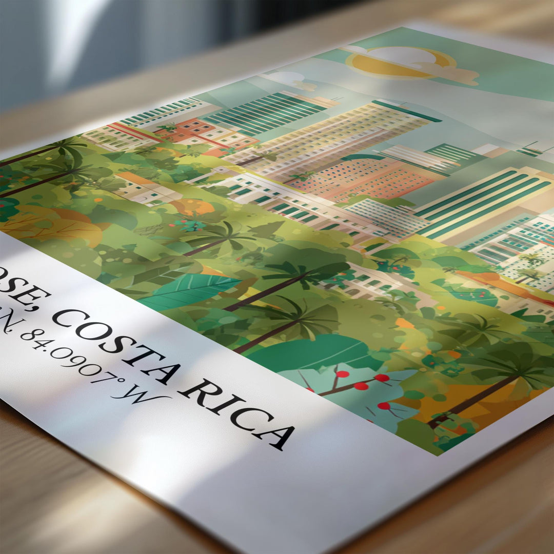 San Jose Art, San Jose Costa Rica Retro Art, Costa Rica Home Decor, Costa Rica Gift, Costa Rica Art, Travel Prints, Housewarming Gift