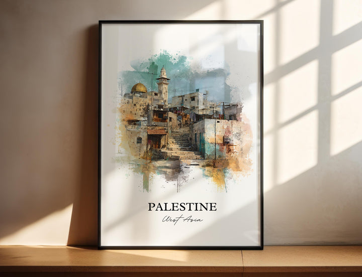 Palestine Wall Art, Palestine Print, Palestine Watercolor Art, Palestine Gift, Travel Print, Travel Poster, Housewarming Gift