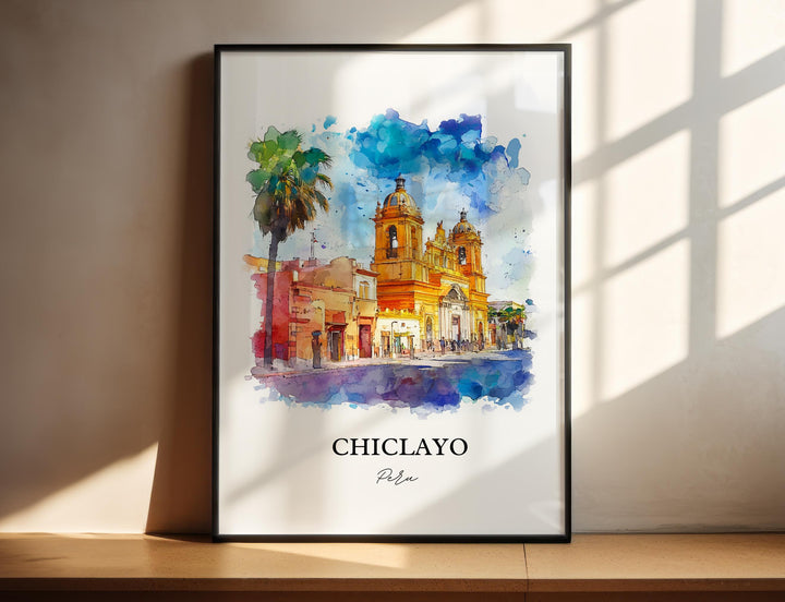 Chiclayo Wall Art, Chiclayo Peru Print, Peru Watercolor Art, Chiclayo Gift, Travel Print, Travel Poster, Housewarming Gift