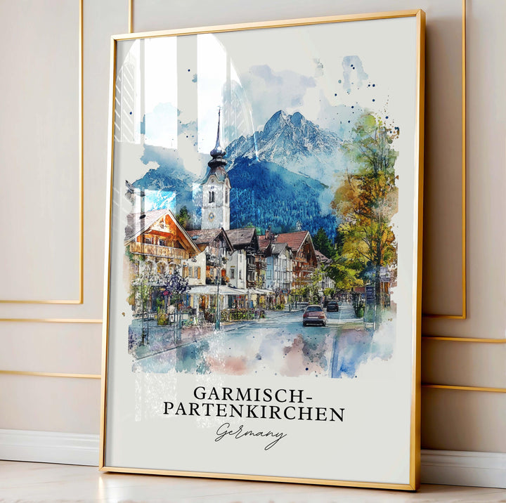 Garmisch-Partenkirchen Wall Art, Bavaria Print, Bavaria Watercolor Art, Oberbayern Gift,