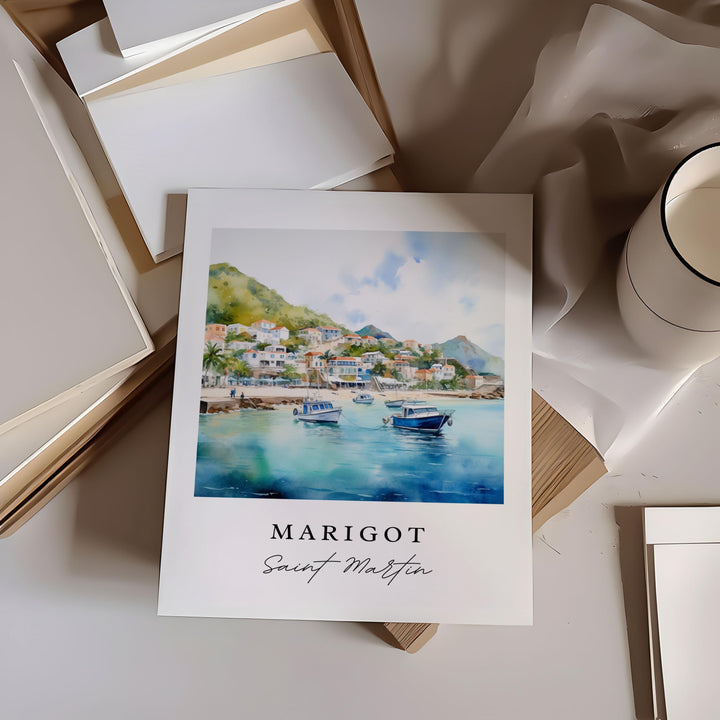 Marigot St Martin wall art - Saint Martin, Marigot poster, Marigot Bay Wedding gift, Birthday present, Custom Text, Personalized Gift