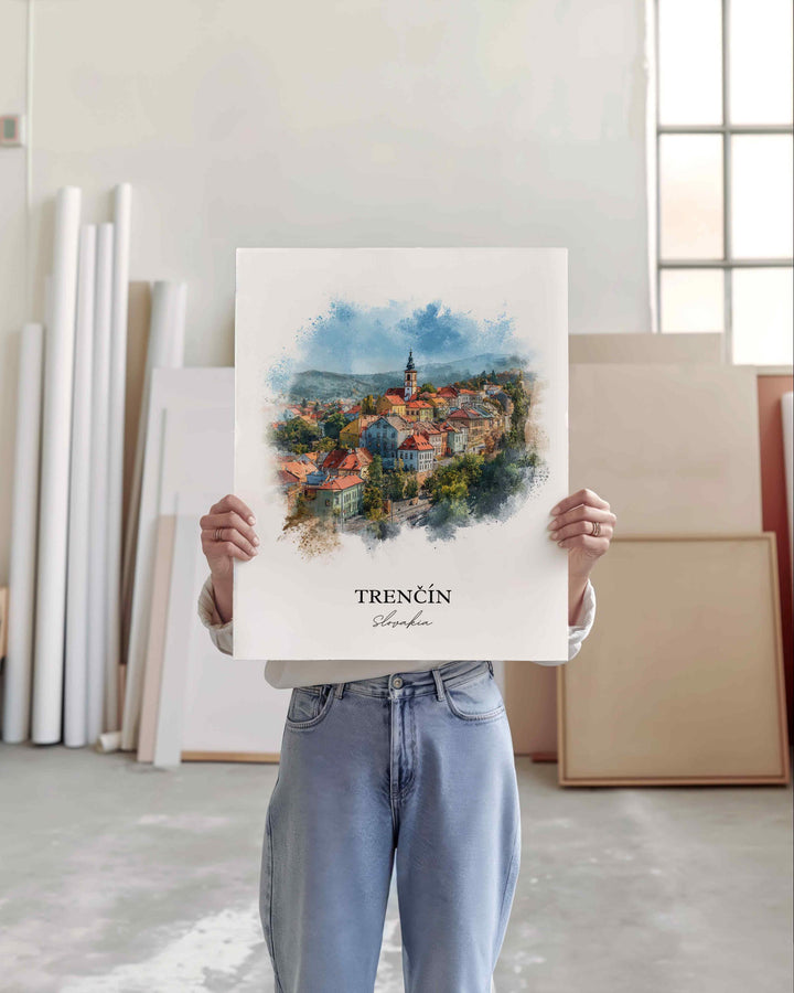 Trencin, Slovakia – Watercolor Art Print