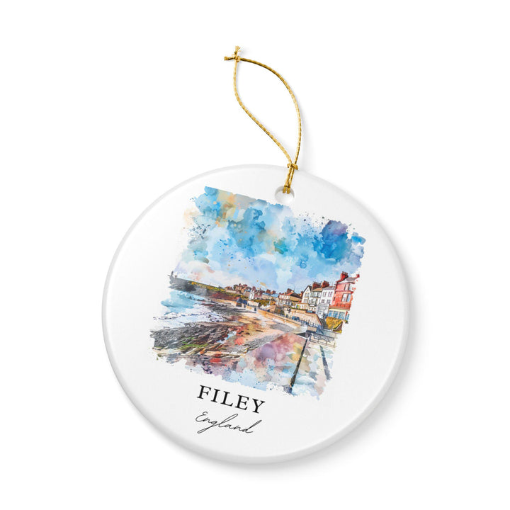 Filey England Ornament: Unique Filey Souvenir, Filey England Xmas Decor, and Authentic England Gift