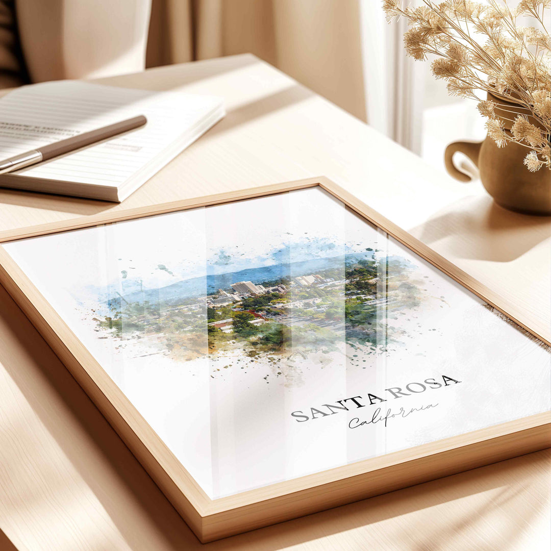 Santa Rosa, California – Watercolor Art Print