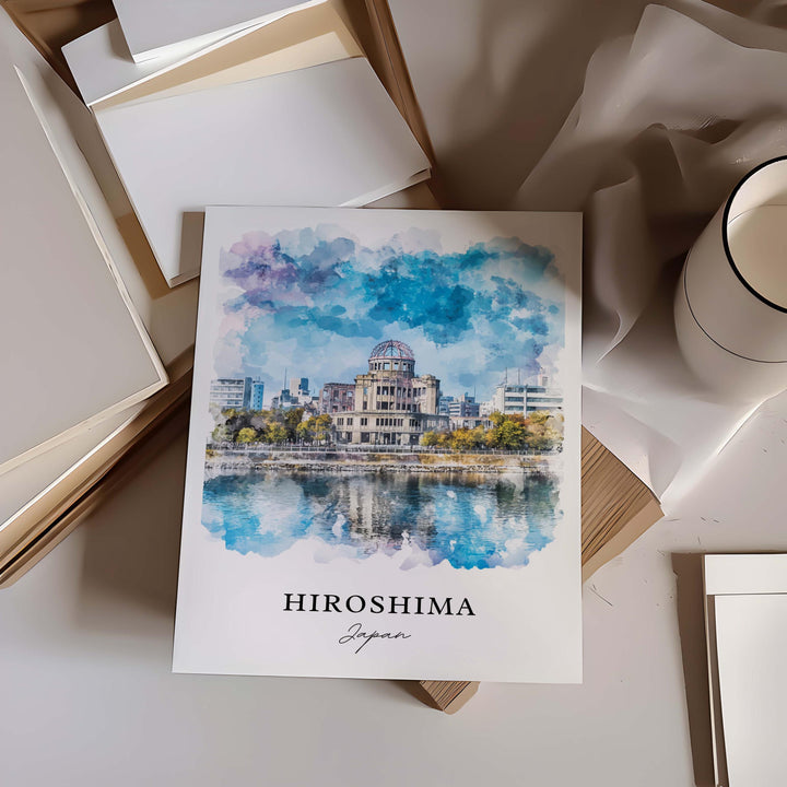 Hiroshima Wall Art, Hiroshima Print, Hiroshima Watercolor Art, Hiroshima Japan Gift,