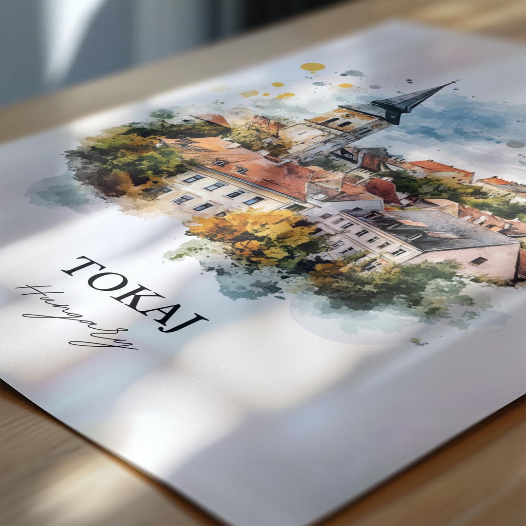 Tokaj Hungary Wall Art, Borsod-Abaúj-Zemplén Print, Hungary Watercolor Art, Tokaj Gift, Travel Print, Travel Poster, Housewarming Gift