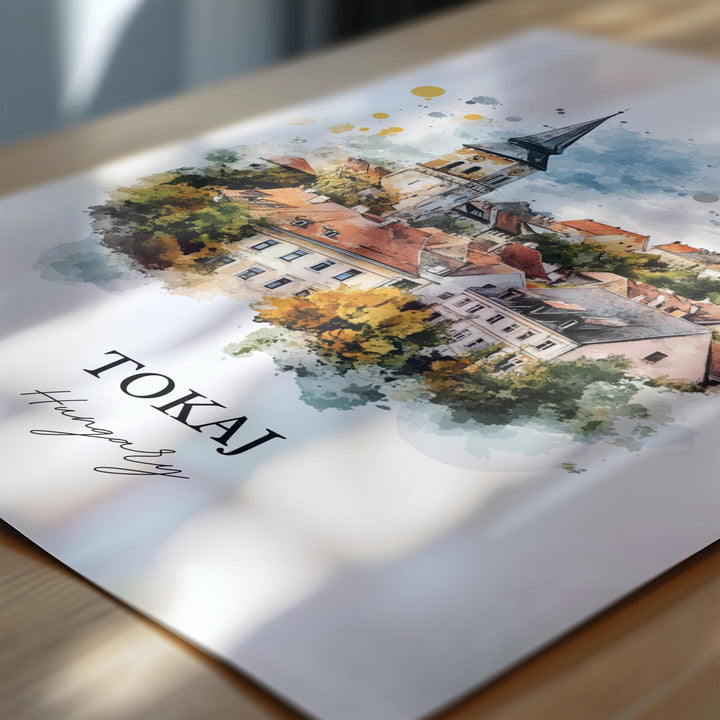 Tokaj Hungary Wall Art, Borsod-Abaúj-Zemplén Print, Hungary Watercolor Art, Tokaj Gift, Travel Print, Travel Poster, Housewarming Gift