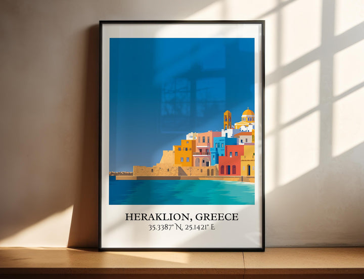 Heraklion Art, Heraklion Greece Retro Travel Art, Greece Home Decor, Greece Gift, Heraklion Travel Art, Travel Prints, Housewarming Gift