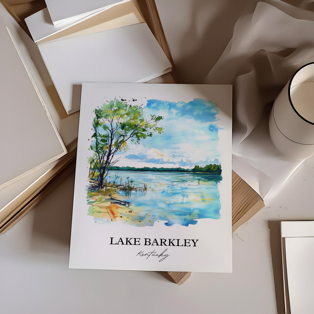 Lake Barkley Wall Art, Livingston County Print, Kentucky Watercolor Art, Lake Barkley Gift, Travel Print, Travel Poster, Housewarming Gift