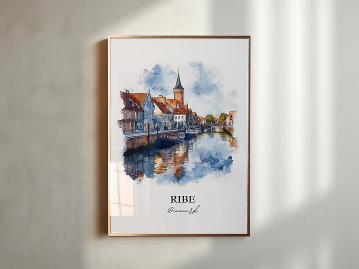 Ribe Denmark Wall Art, Jutland Print, Denmark Watercolor Art, Ribe Denmark Gift, Travel Print, Travel Poster, Housewarming Gift