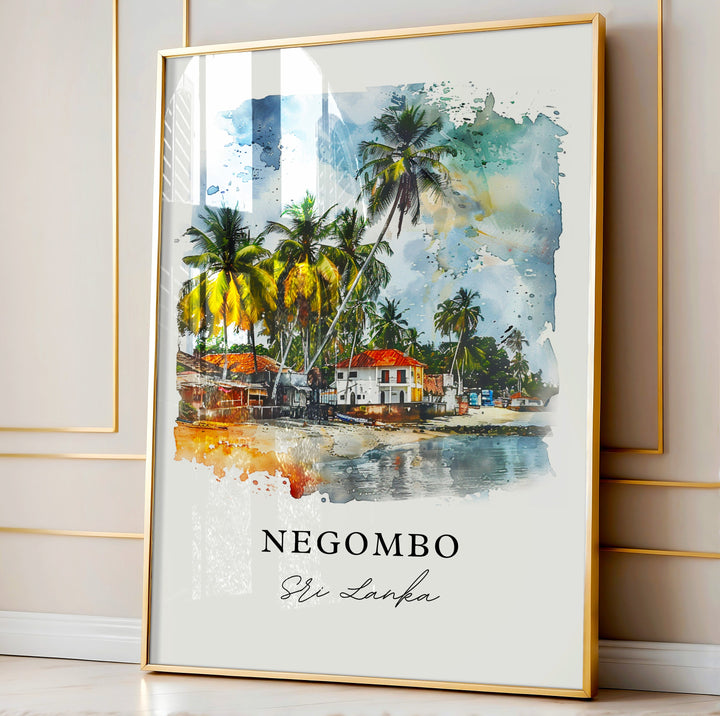 Negombo Wall Art, Negombo Sri Lanka Print, Negombo Watercolor, Sri Lanka Gift, Travel Poster, Housewarming Gift