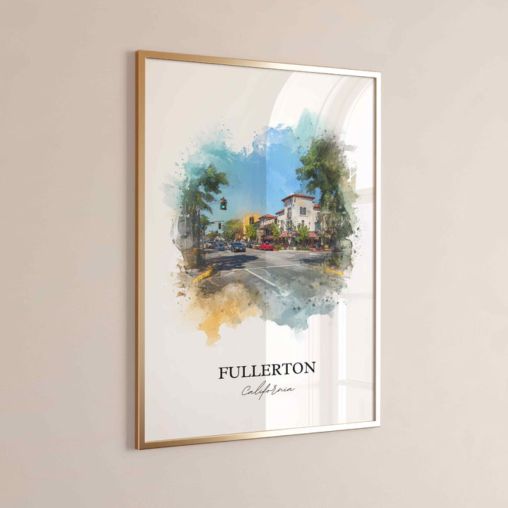 Fullerton, California Wall Art, Fullerton Print, Fullerton Watercolor Art, Orange County Gift, Travel Print, Travel Poster, Housewarming Gift
