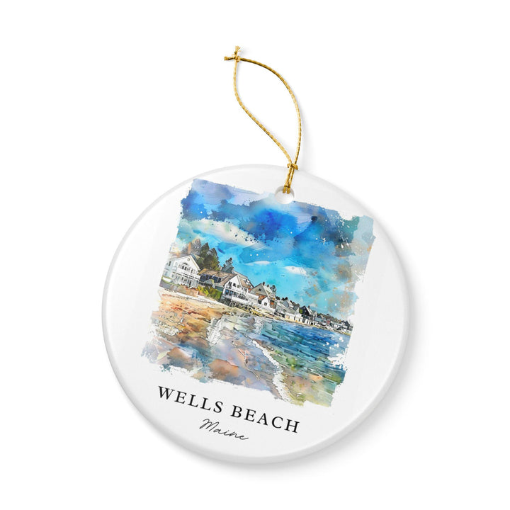 Wells Beach Ornament: Unique Wells Beach Maine Souvenir, Maine Xmas Decor, and Authentic Wells Beach ME Gift