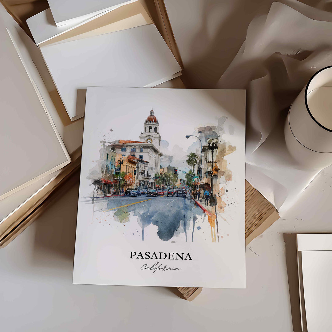 Pasadena, California Wall Art, Pasadena Print, Pasadena Watercolor Art, Pasadena California Gift, Travel Print, Travel Poster, Housewarming Gift