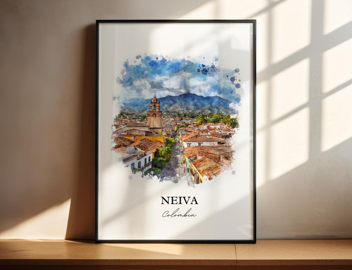 Neiva Colombia Wall Art, Dept of Huila Print, Colombia Watercolor Art, Neiva Colombia Gift, Travel Print, Travel Poster, Housewarming Gift