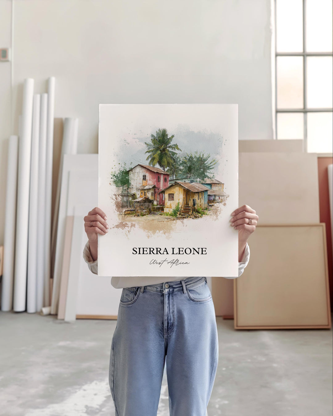 Sierra Leone Wall Art, Sierra Leone Print, Sierra Leone Watercolor Art, Sierra Leone Gift, Travel Print, Travel Poster, Housewarming Gift