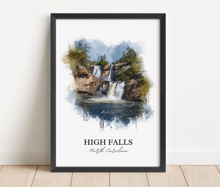 High Falls NC Art, High Falls Print, High Falls Watercolor Art, North Carolina Gift, Travel Print, Travel Poster, Housewarming Gift